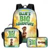 Kids Cartoon Backpack Lunch Bag Pencil Case 3-Piece Set With Fun Print Design School Use