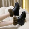 Booties Women  Faux Leather Anti Slip Mom Shoes Large Size Wedge Natural Wool Winter Women's Snow Boots