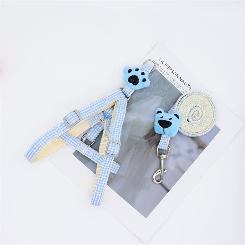 Pet Dog Harness Floral No Pull Cotton Fabric Breathable Reflective Small Medium Dog Harness and Leash Set Adjustable Pet Supply