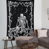 Kissing Lovers Skull Tapestry Wall Hanging Tarot Skeleton with Rose Black and White Wall Tapestries