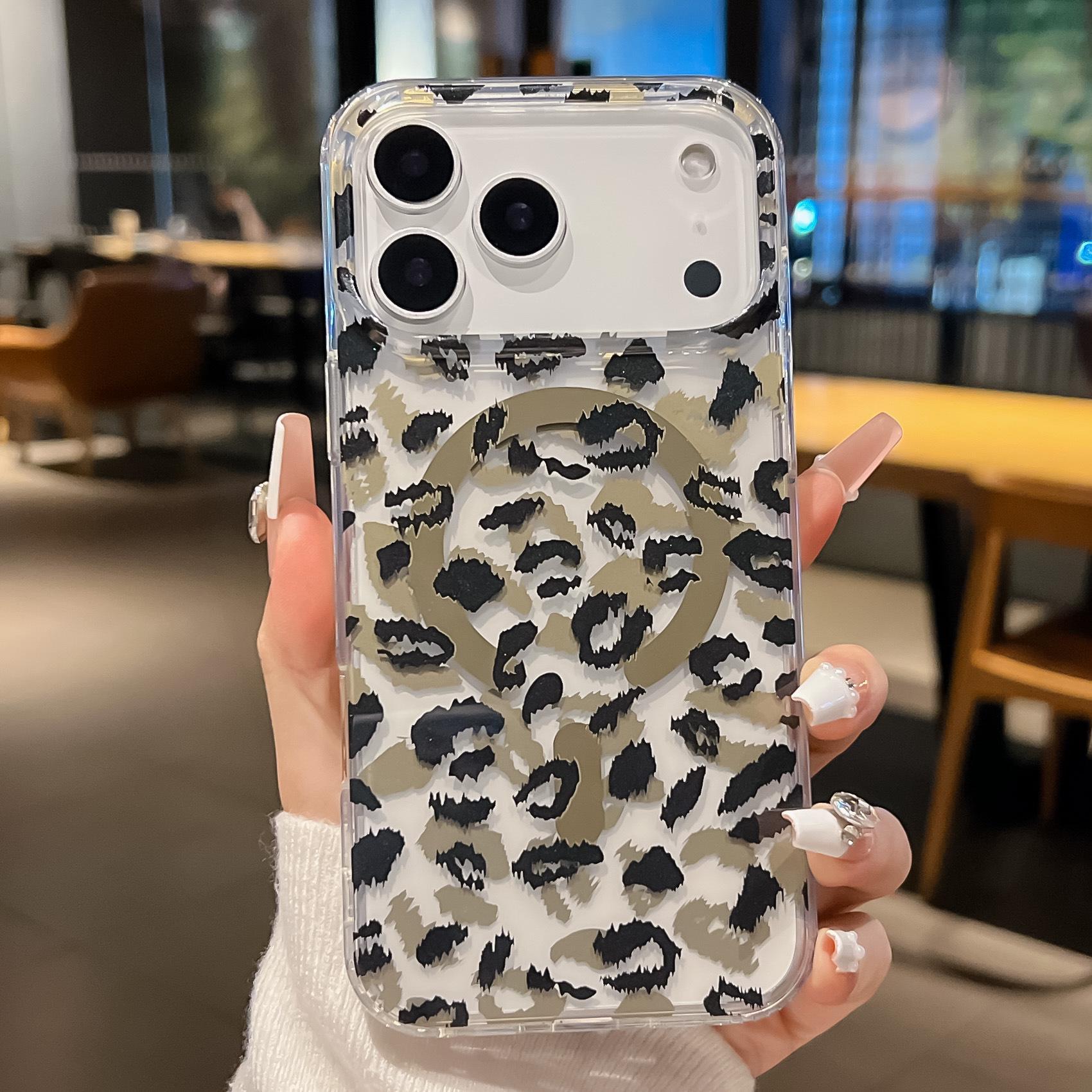 Luxury Leopard Print Magnetic Case for Apple iPhone 17 Pro Max - Full Coverage Protection iPhone 14 Pro Max