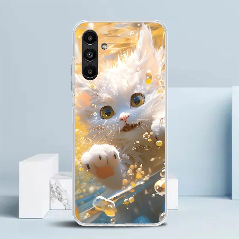 

Cartoon Cute Cat Fish Aesthetic Phone Case For Samsung Galaxy A17 A37 A57 A16 A15 A14 A13 A56 A55 A54 A53 A36 A35 A34 A33 A26 A2 Samsung A14