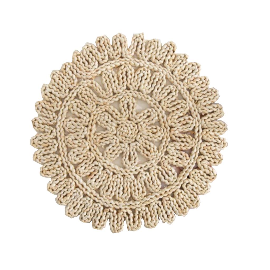 Round Woven Placemat 15 Inch Braided Straw Table Mat for Dining Table Farmhouse Home Decor