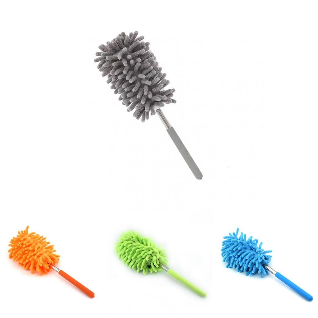 Stainless Steel Extendable Duster With Synthetic Fiber Head For Home Cleaning