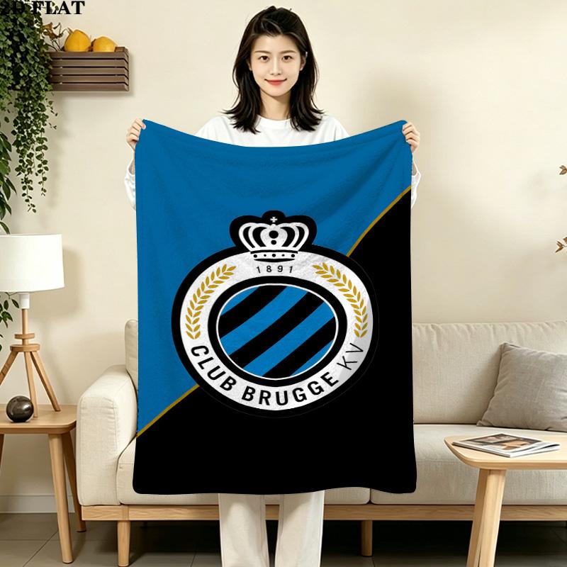 1PC Club Brugge Kv Patterned Flannel Blanket Suitable For All Seasons For Home Decor Warmth And Comfort Gifts Holiday Present