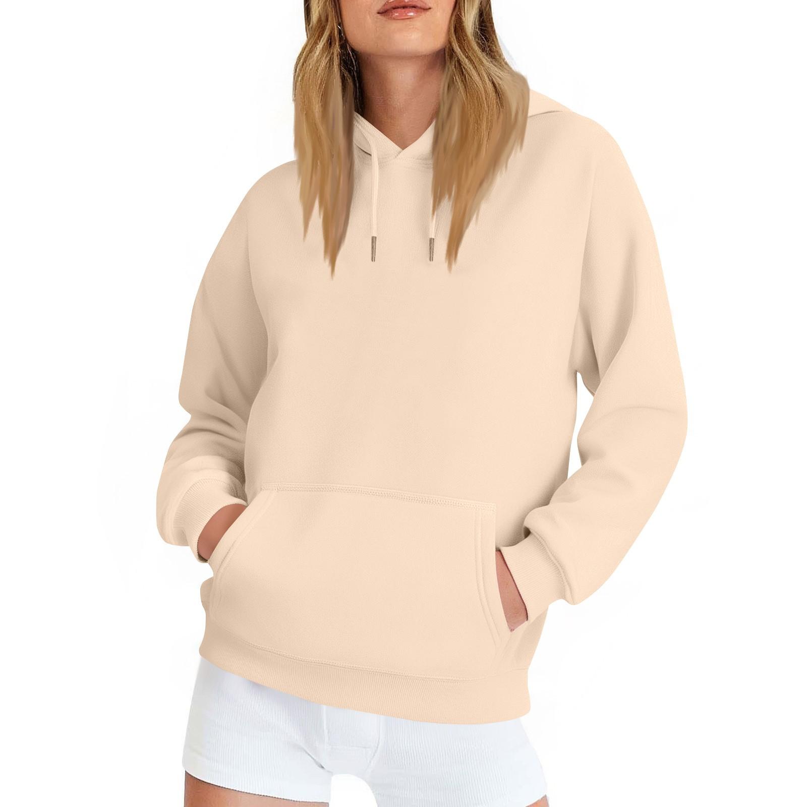 

Ladies Fashionable Printing Casual Hooded Long Sleeved Sweatshirt XXL бежевый