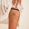 Ethnic Style Totem Turquoise Pendant Fringed Thigh Chain Female, Versatile Beach Metal Heart-Shaped Foot Decoration