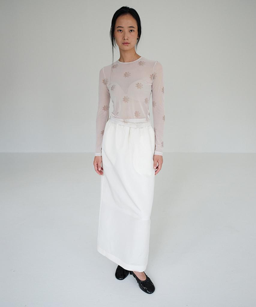 Deolum Print See-Through Tee _Light Beige