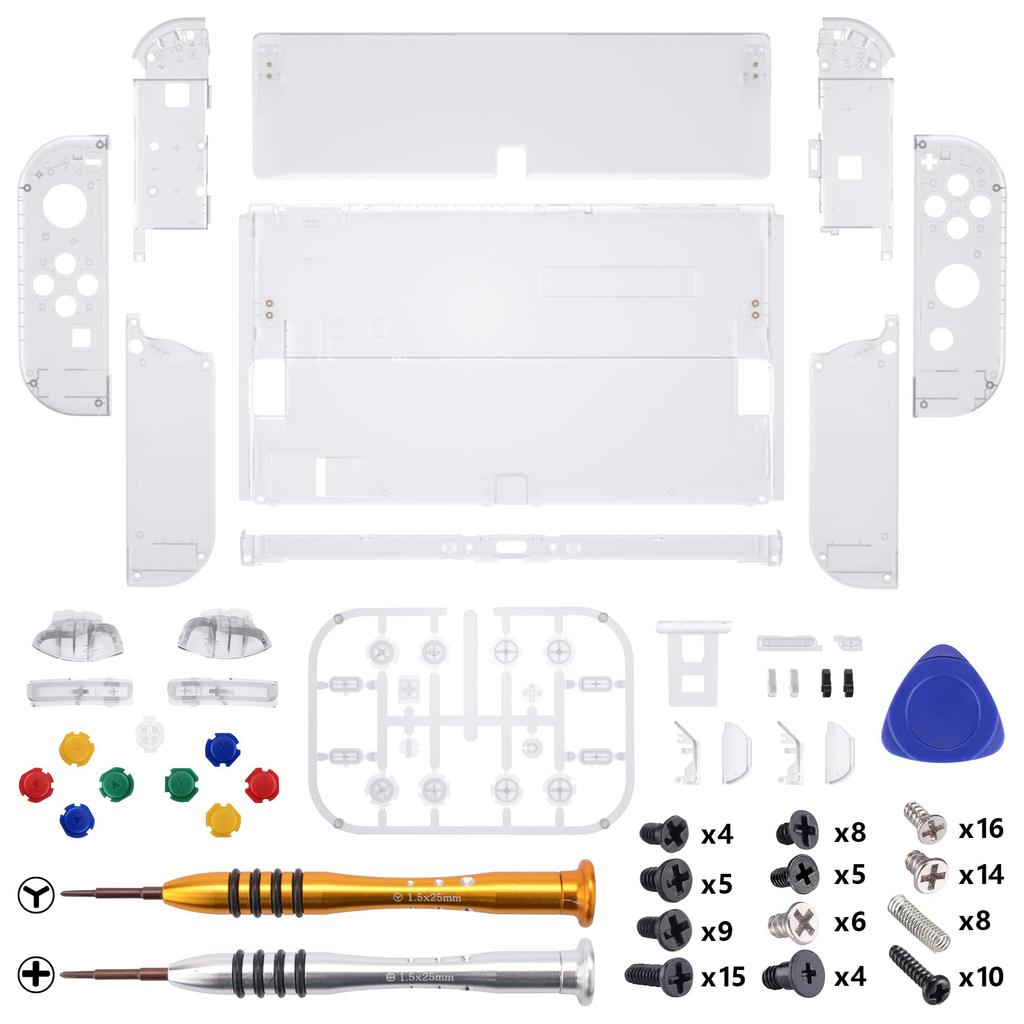 Není hlavní jednotkou eXtremeRate Switch Switch kompatibilní s OLED ručním ovladačem Joycon zadní deska z průhledného materiálu kompatibilní s Switch OLED PC