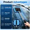 Extendable Handle Windshield Cleaner Magnetic Lock Glass Cleaning Kit Car Window Cleaning Tool Detachable Pads Streak-Free