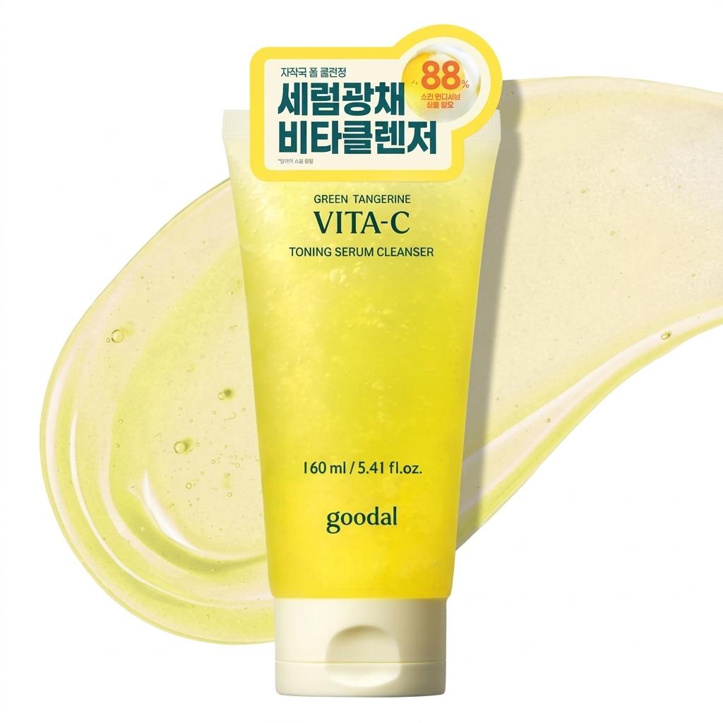 Goodal Green Tangerine Vita-C Toning Serum Cleanser 160ml | Vitamin C Gel-to-Foam Facial Cleanser
