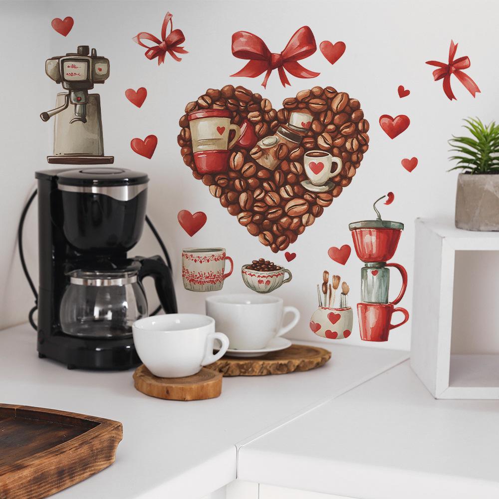Creative Love Coffee Beans Restaurant Home Background Wall Beautification Wall Stickers