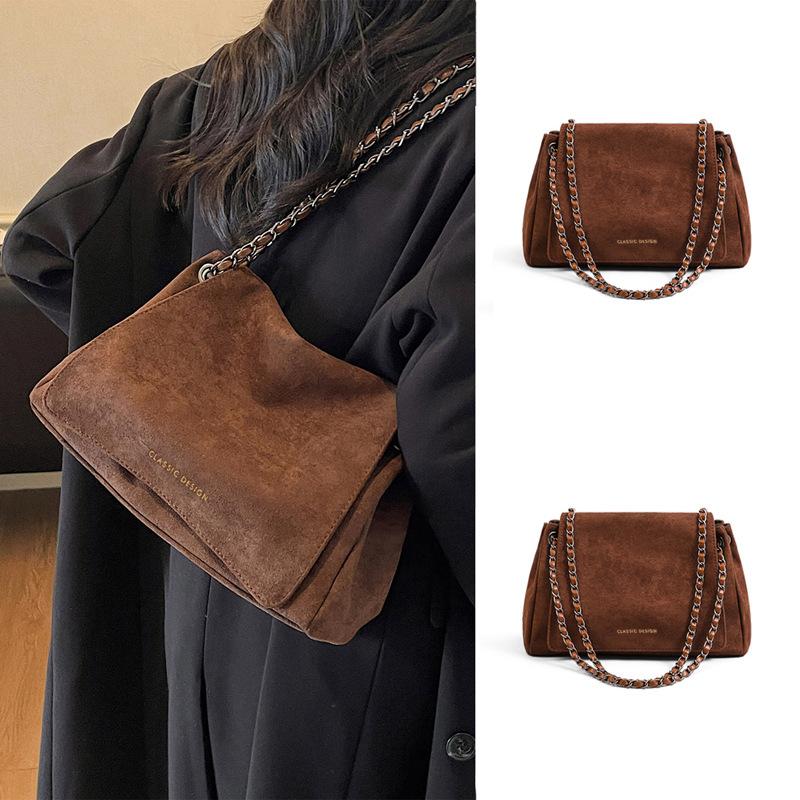Bag women s new women s bag autumn and winter shoulder bag Maillard retro commuter chain messenger bag