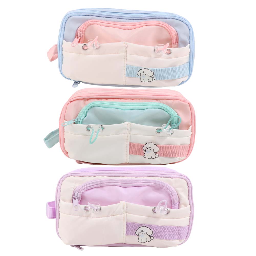 Flip Style Cute Pencil Pouch Multi-layer Gel Pen Organizer Simple Student Pencil Case Stationery