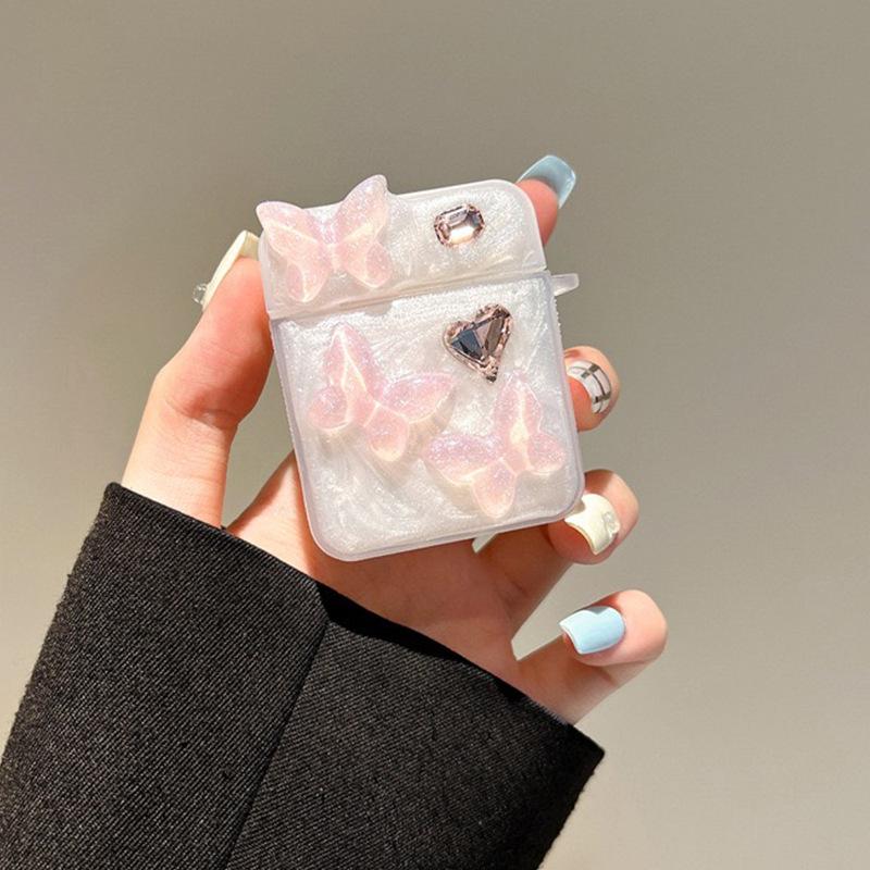 Applicable To Airpodspro2 Glitter Rhinestone Three-Dimensional Suitable For 3Rd/4Th Generation Butterfly Apple Bluetooth Headset Cover Protective Case