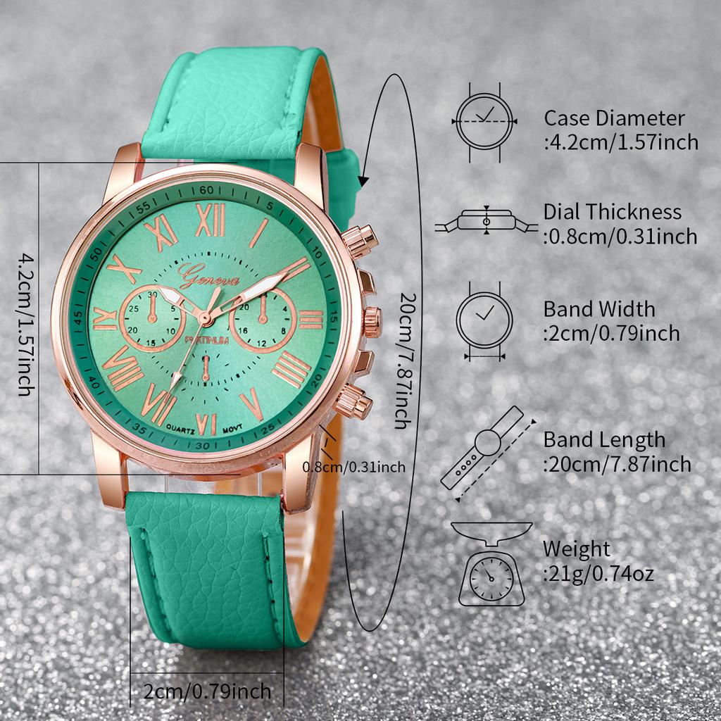 4 STuks/Set Beste Vriendin Vriendin Familie Horloge Mode Multi Kleur Leer Kwarts Horloge Set Veelzijdige Woon- Werkstijl Examen Horloge