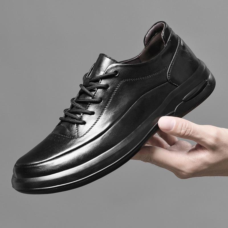 Fashion Genuine Leather Mens Casual Shoes New Trendy Minimalist Male Oxford Shoes Lace Up Formal Business Footwear Leisure Walk Sneakers