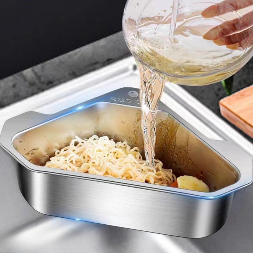 1pc 304 Stainless Steel Sink Drain Basket Triangular Sink Kitchen Sink Wash Basin Leftovers Filter Holder