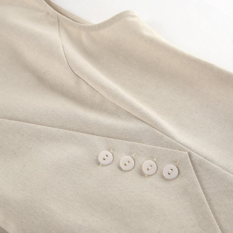 Women's Cotton and Hemp Fabric Set Commuting 2-piece Set V-neck Vest+Loose Wide Leg Pants New Fashion Spring Summer