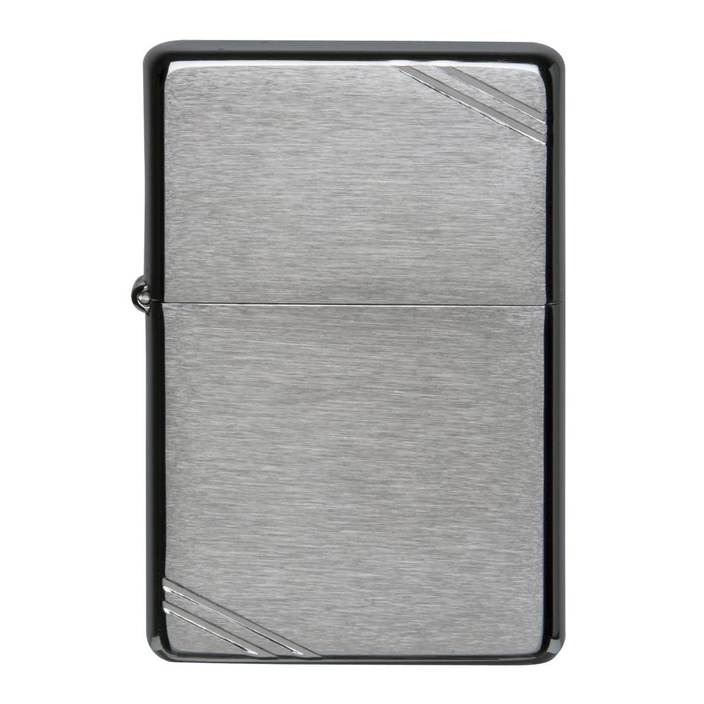ZIPPO Flat Chrome Satin Official Import Lighter, Plain, Top, 230, Finish,