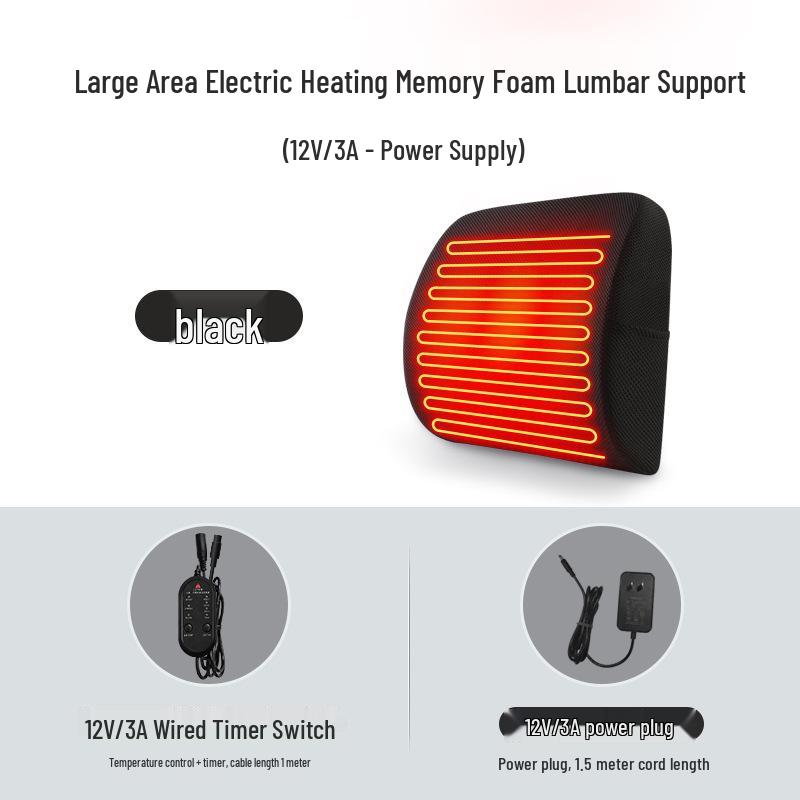 Heated Office Chair Cushion with Massage and Lumbar Support