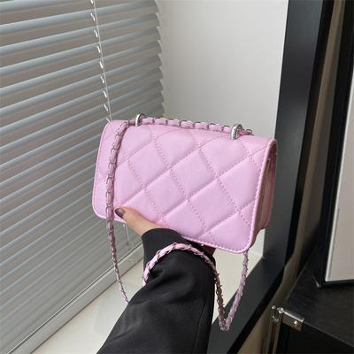 Simple Texture Solid Color Rhombus Embroidery Thread Small Bag Women 2025 Spring New Versatile Ins Messenger Bag Women
