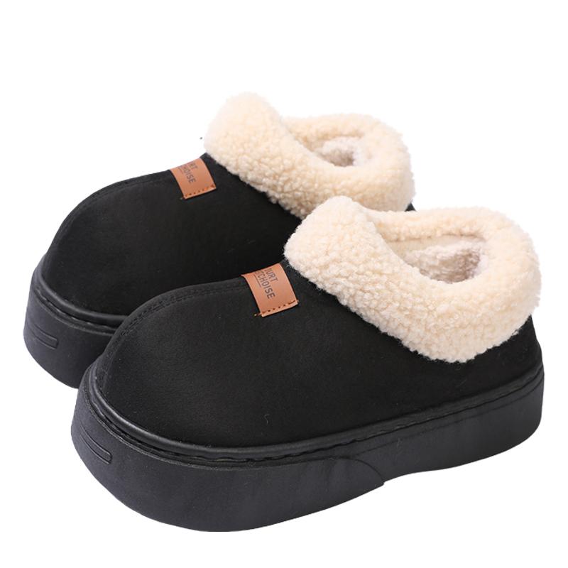 

Модные новые туфли с круглым носком и глубоким ртом для женщин 2024 года, высококачественные зимние туфли на платформе для улицы, короткие плюшевые женские туфли без застежек 40-41 чёрный