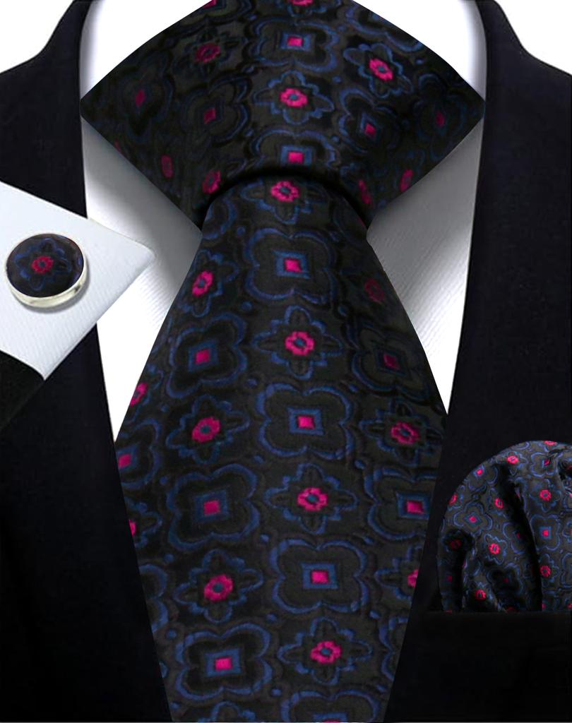 Mens Tie Paisley Jacquard Woven 8Cm Formal Business Wedding Necktie Pocket Square Set Suit Cravat High Quality Handmade Gravata