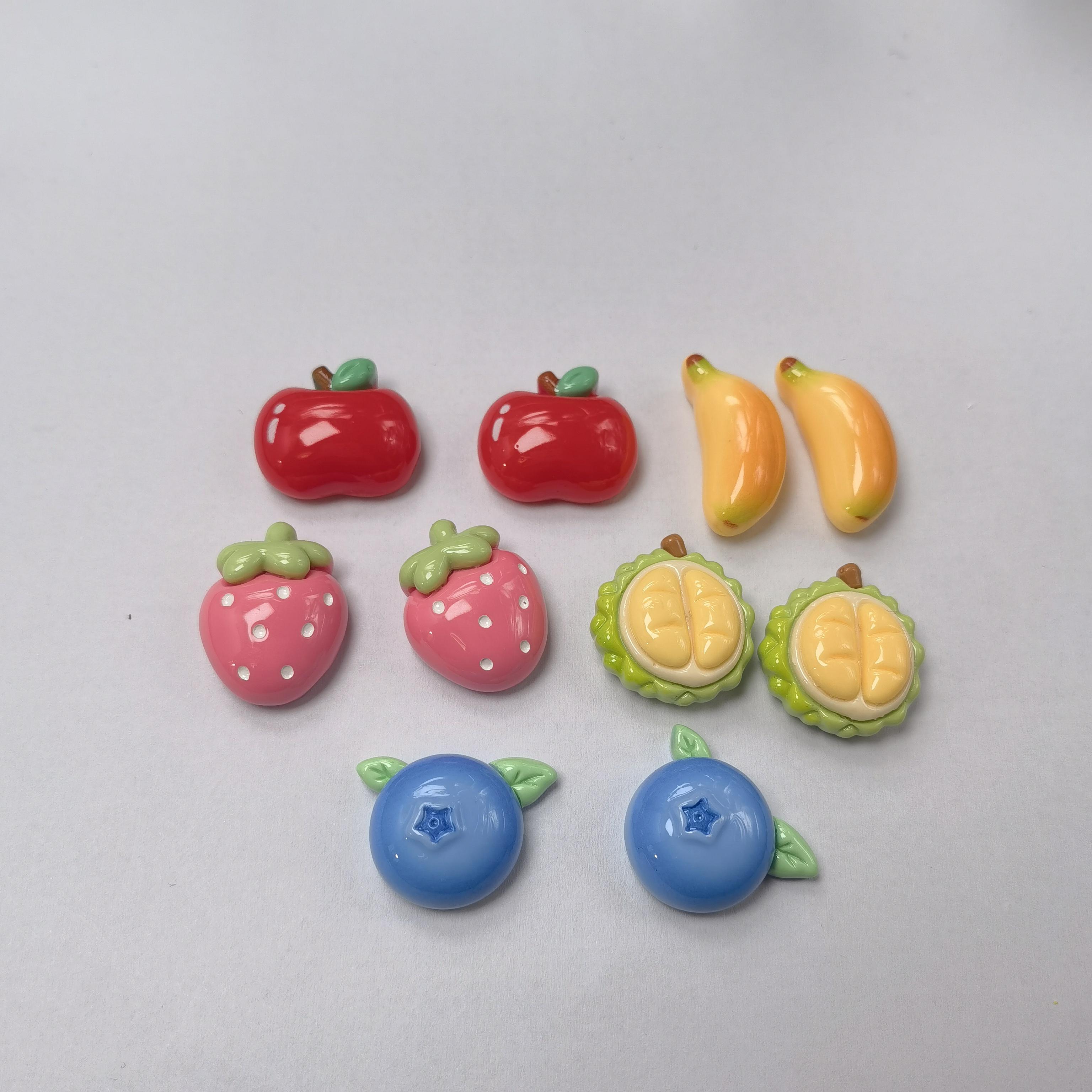 Fruits Banana Blueberry Apple Strawberry Flat Back Resin Cabochon Accessories DIY Scrapbooking Bowknot Decor Craft Supplies 25mm-100pcs/bag