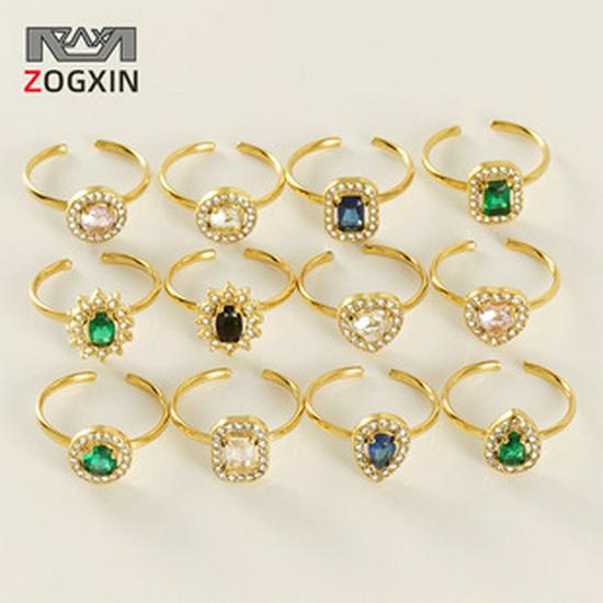 European & American 18K Gold Stainless Steel Full Diamond Adjustable Multi-Layer Ring