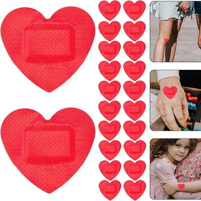 10 vnt Red Heart Band Aid odos pleistras kaklui Hickey Love Bite dengiantis mergaičių žaizdų gipsą, kvėpuojantis medicininės juostelės tvarsčiai