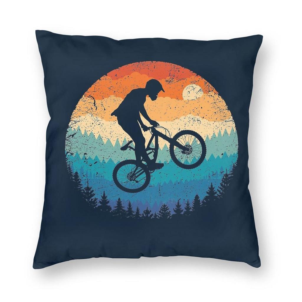 Mountain Biking Mtb Retro Square Pillowcase Polyester Linen Velvet Printed Decorative Throw Pillow Case Home Cushion Case 18"
