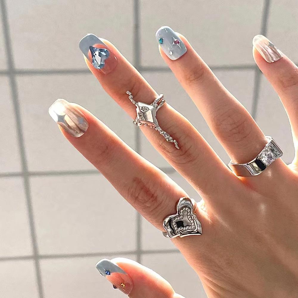 

Патчи для ногтей с бабочками и стразами, гелевые, накладные