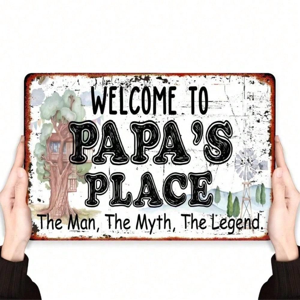 Vintage Metal Dad House Welcome Sign Rustic Father's Day Gift Wall Decor