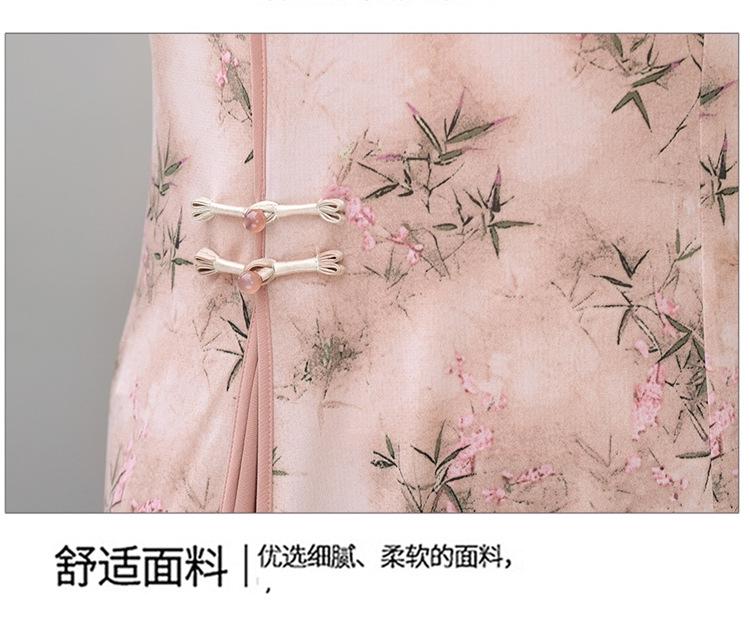 2025 Elegant Printed Short-Sleeved Qipao Dress for Middle-Aged and Elderly Women - Summer Wear