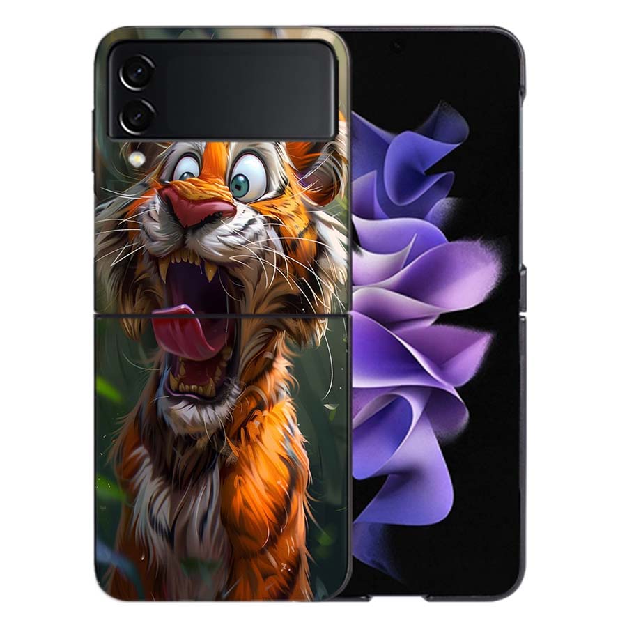 

This is a Tiger For Samsung Galaxy Z Flip 5 4 3 Case Shockproof Hard Cover Phone Z Flip 6 7 5G Z Flip 5 4 5G TPU PC Hard Coque Galaxy Z Flip