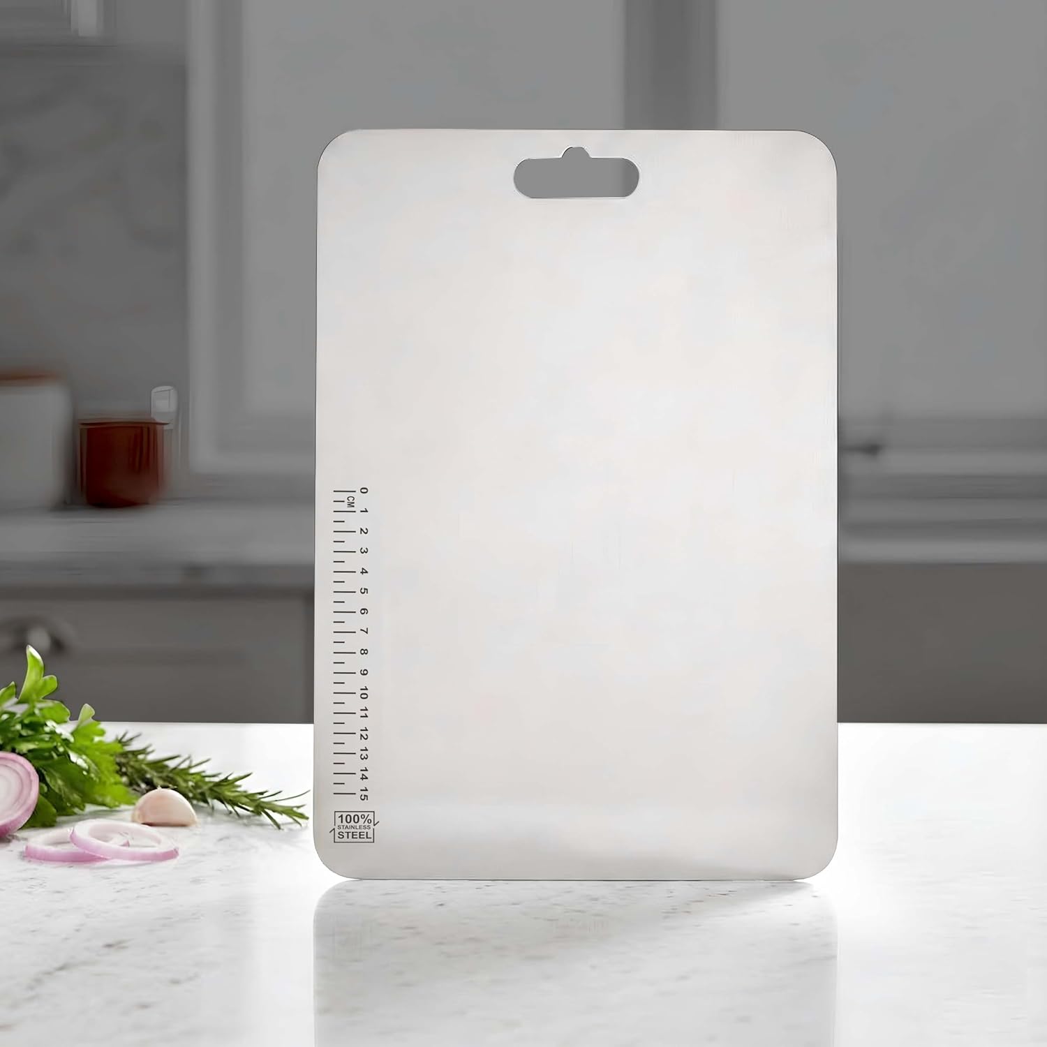 Большая разделочная доска из нержавеющей стали для кухни//Круглые края 36 x 25 см