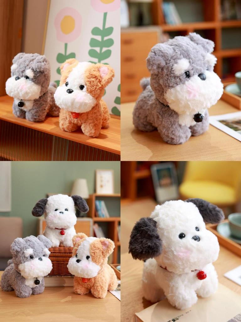Cute Puppy Plush Toy Realistic Dog Design Soft Short Fur For Kids Birthday Gift