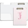 Coquette Trendy Preppy Pink Bow Clipboard Folio with Storage,Initial J Clipboard Folio Personalized Teen Girl Gifts,Monogrammed Gifts for