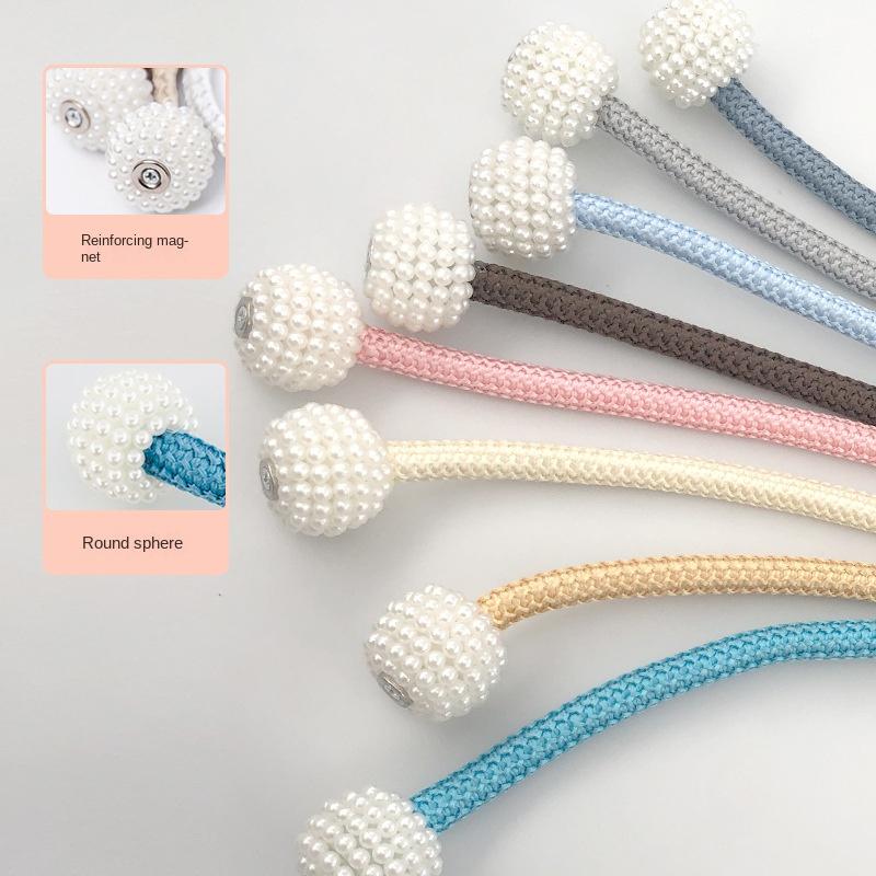 5pcs Magnetic Curtain Ties,Pearl Magnetic Buckle,Curtain Storage Binding Rope,High Strength Magnetic Curtain Buckle