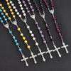 Catholic Imitation Pearl Beads Rosary Necklace Medal Cross Pendant Religious Jewelry First Communion Gift for Girl Women