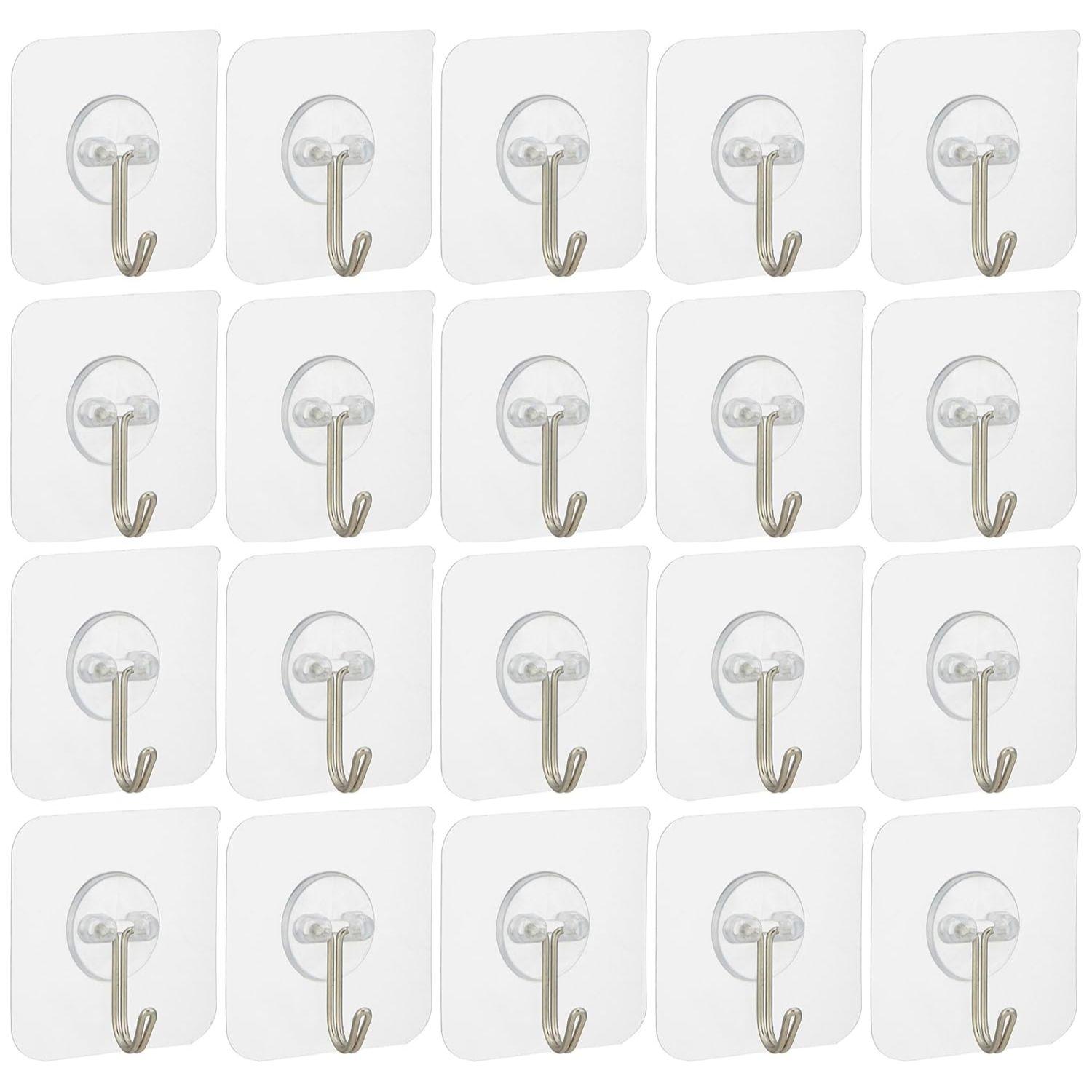 

Heavy-Duty Adhesive Wall Hooks | for Hanging Clothes, Hats, Keys, and More | Bathroom & Bedroom Hooks (Pack of 20)