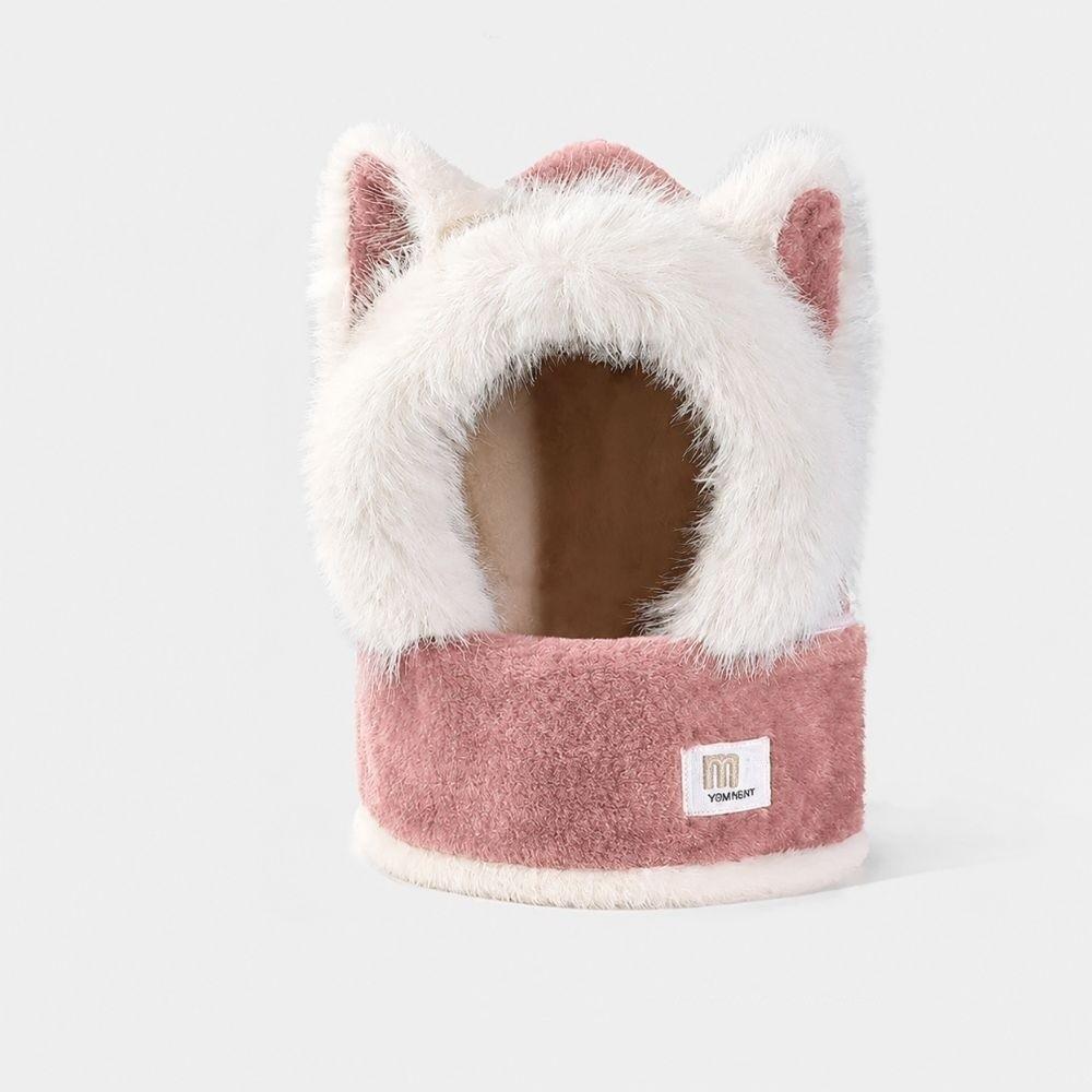 keep warm Women's Scarf Hat Thick Fluffy Hat Scarf Cute Ear Protection Hat Winter