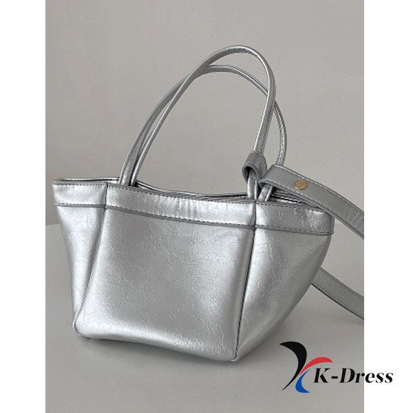 Dvojfarebná štvorcová mini taška obdĺžniková tote crossbody kožená telefónna strieborná taška cez rameno