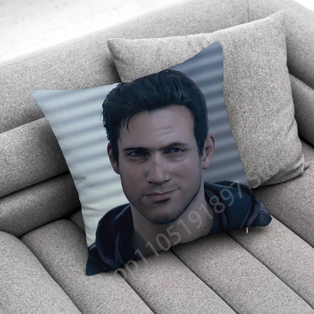Throw Pillow Case For 30Cm 40Cm 45*45Cm 50Cm 55Cm Square Sofa Pillowcase D-Detroit B-Become Human Connor Dbh Hank Anderson