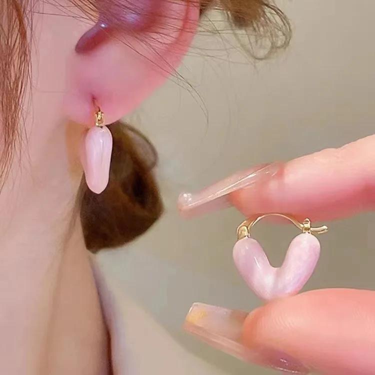 LATS 2024 New Arrival Love Heart Hoop Earrings for Women Small and Delicate Fashion Accessories Elegant Trend Zircon Party Gift