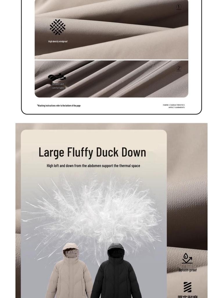 Men's Luxury Mid-length Hooded Down Jacket - Thick, Warm, Winter Coat with 90% White Duck Down Filling.