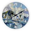 Impressionist High-Quality Seaport High-Quality Sailboat High-Quality Landscape High-Quality Wooden High-Quality Wall High-Quality Clock, 10-16Inch