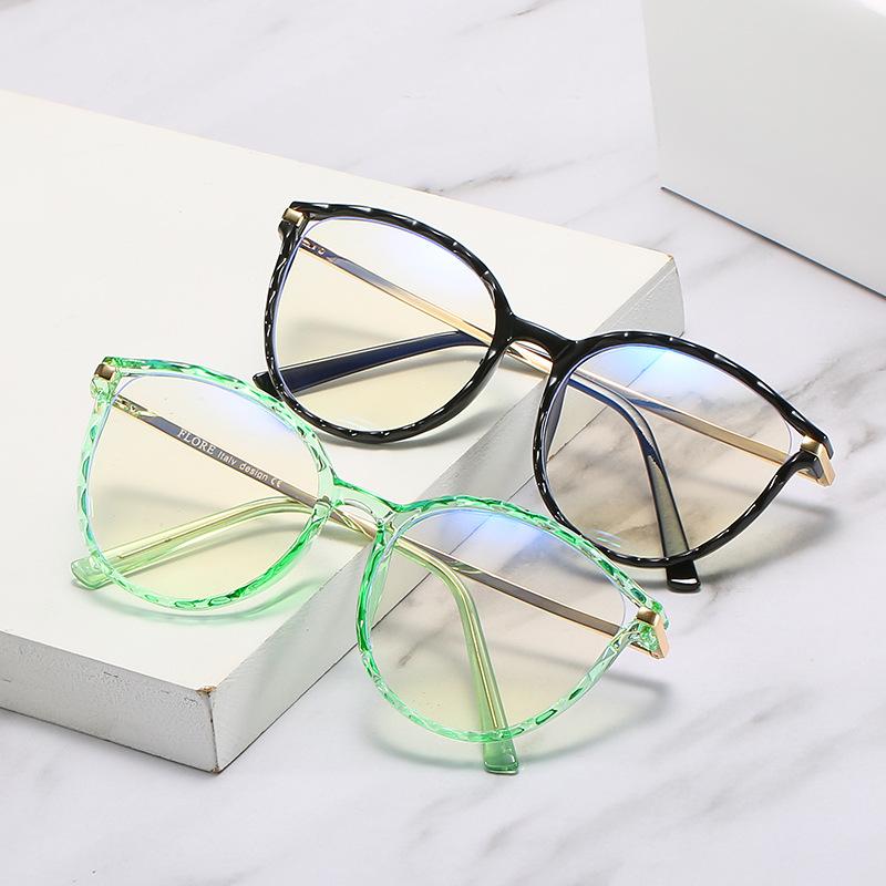Tr90 Anti-Blue Glasses Retro Round Frame Trendy Metal Legs Men And Women Can Match Myopia Glasses
