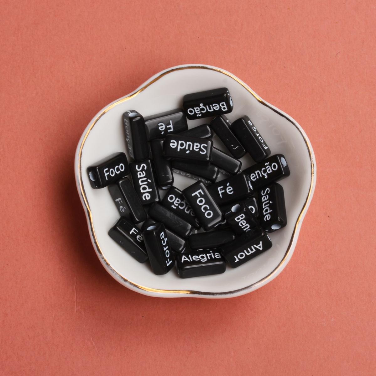 

50 шт. Подвески Прямоугольник 14,5*7,5 мм Аксессуары для изготовления ювелирных изделий DIY Акриловые браслеты Французские слова Ручная работа Материал для ожерелья Black White